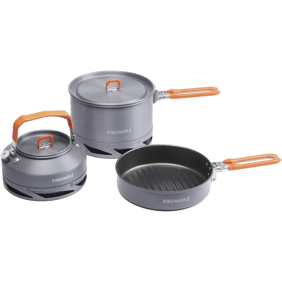 

Fire-Maple Feast 4 Piece Camping Cookware Kit with Pots Kettle Saucepans and Spatula for Outdoor Cooking Hiking Fishing and Pic