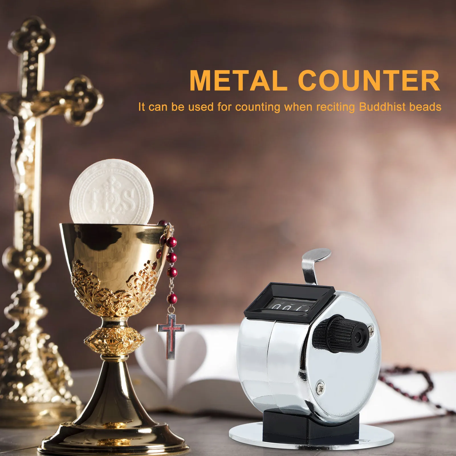 2Pcs Manual Digital Counter 4-Digit Tally Counter Up to 9999 Chrome Plated Iron Compact Handheld Counting Tool for Students