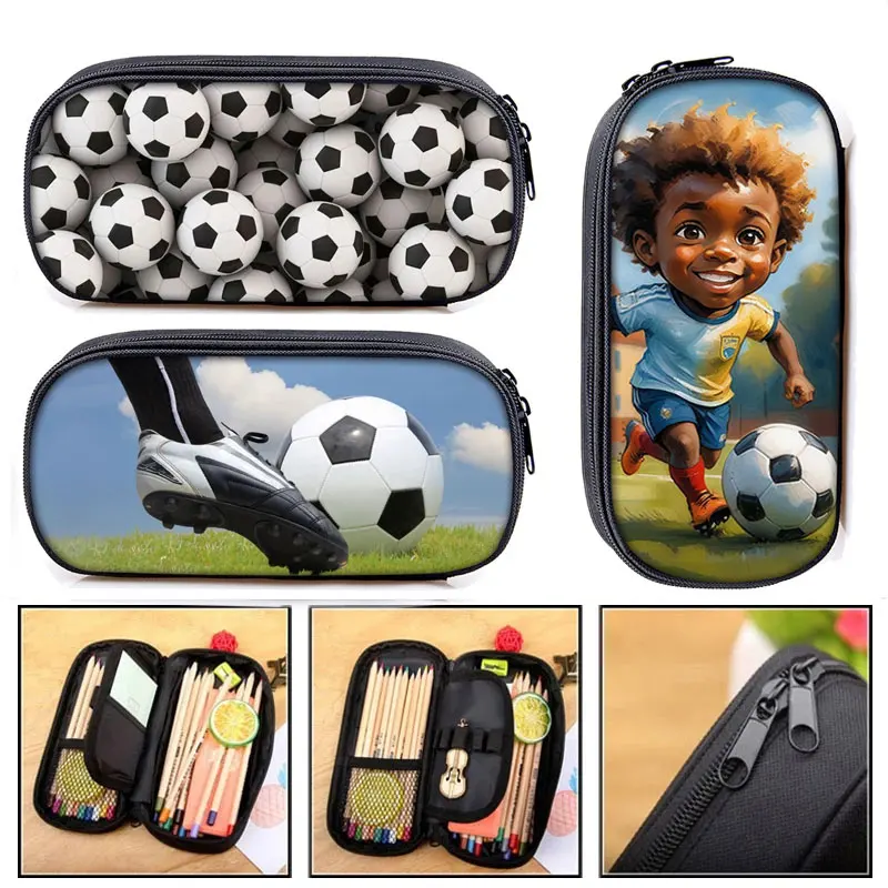 Soccer / Football Cosmetic Cases Pencil Bag Sports Ball Game Competition Boys Pencil Bags Kids Pencil Box Case Stationary Bags