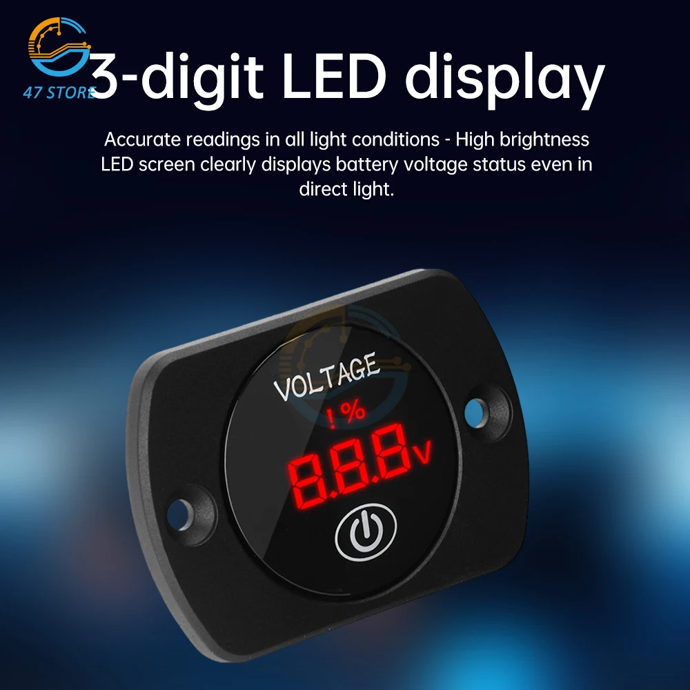 

DC 5~48V LED Digital Voltmeter Waterproof Voltage Gauge Meter Battery Tester With Digital Touch Display Panel For Car Boat Marin