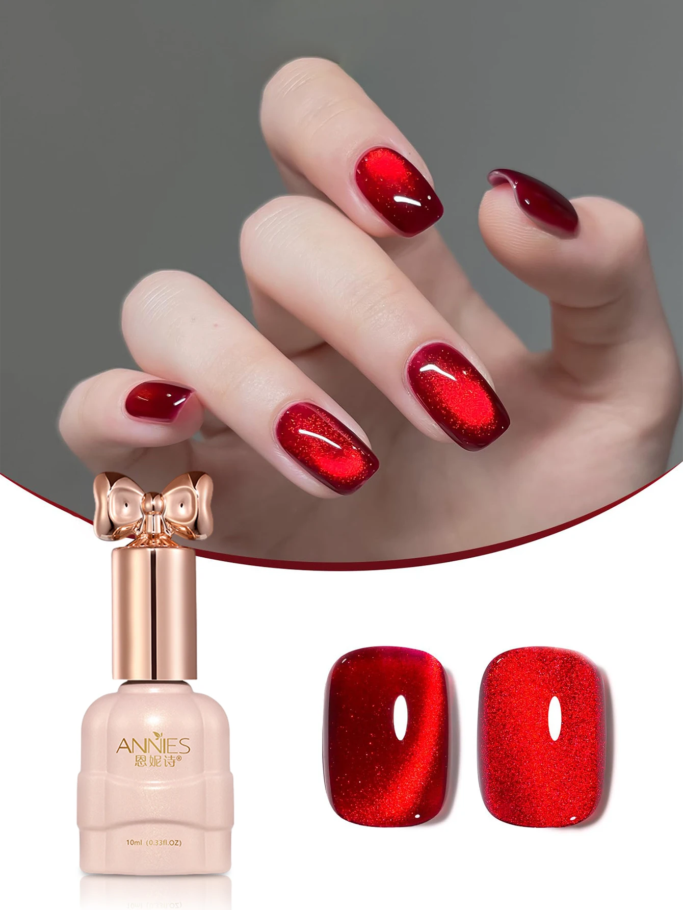 

Гель-лак для ногтей «кошачий глаз», 10 мл, голографический лак для ногтей с красным блеском, светоотражающий полупрозрачный УФ-гель, рубиновый сумерки