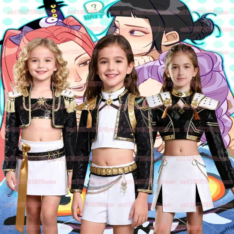 

Rumi Zoey Mira Cosplay KPop Demon Hunters Cosplay Costume women Black Golden Suit Halloween Huntrix Role Playing Outfit