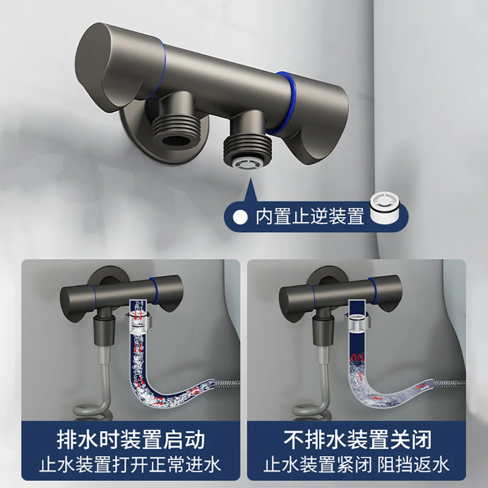 Tianview Gun gray toilet cleaning bidets spray gun set toilet valve three-way companion household one-in-two-out booster flusher