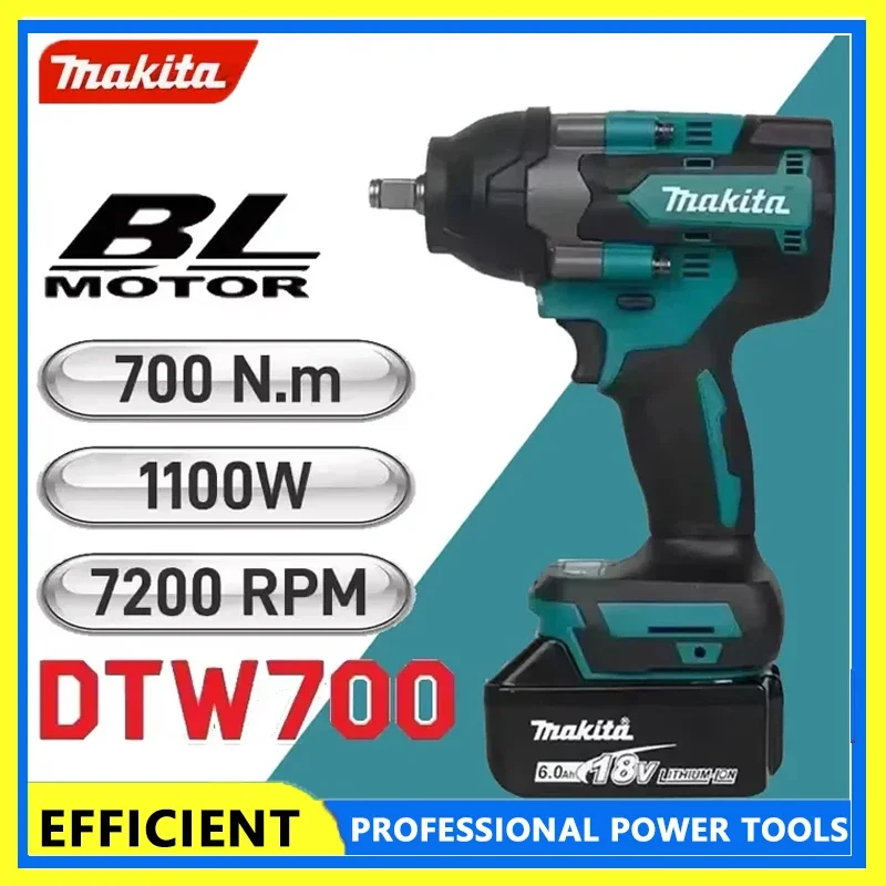 

Makita DTW700 Brushless Electric Wrench High Torque 18V Cordless Drill Screwdriver Rechargeable Electric Tools Torque Wrench