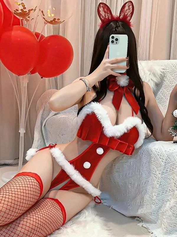 セクシーなウサギのコスプレ シサス コスチューム セット ススプス付き 女性用 新年 ドレナージュ ナイロン生地 デートナイト衣装 TING