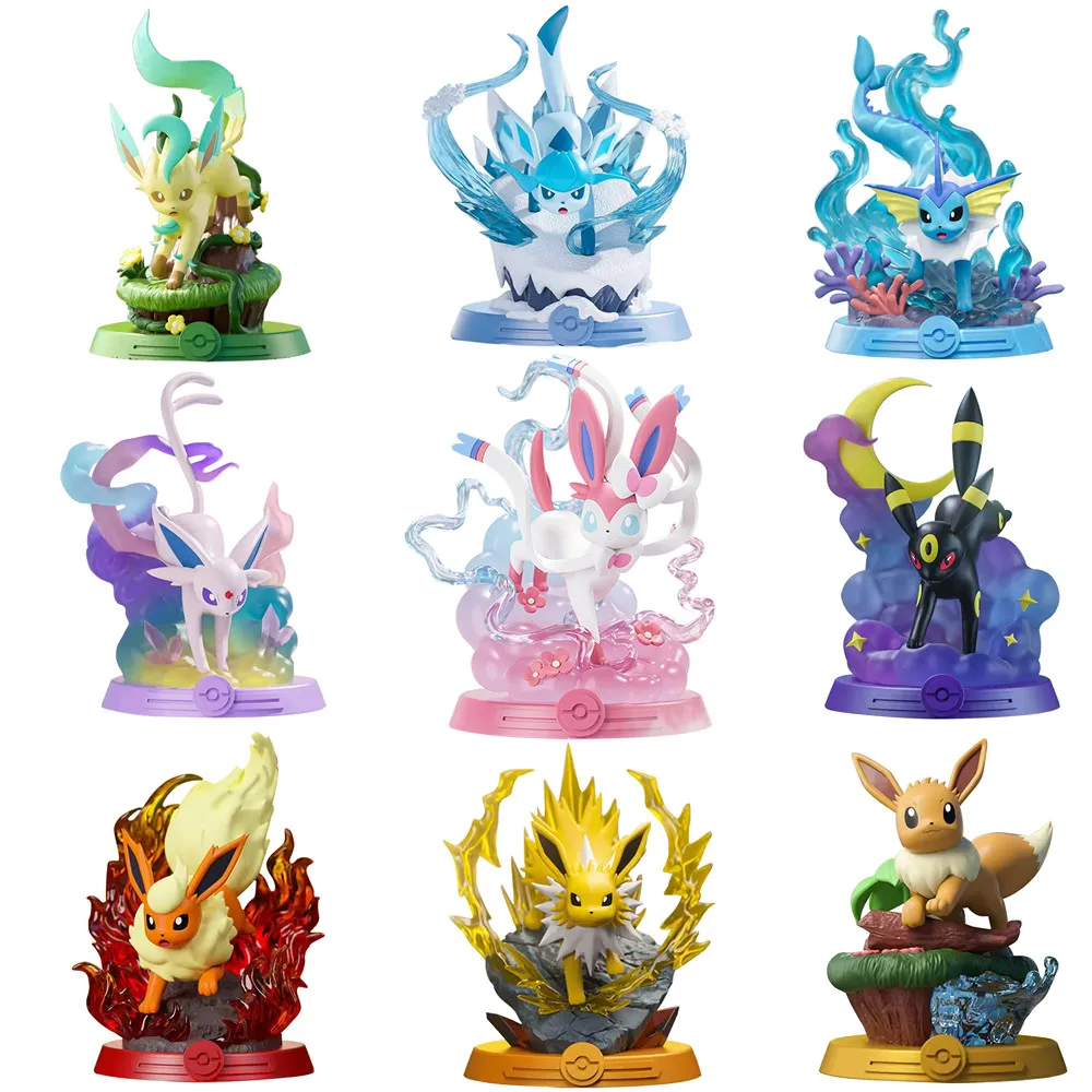 Funism 9-stijl Pokemon Eeveelution Espeon Sylveon Glaceon Leafeon Vaporeon Umbreon Flareon Pokémon Model Anime Figuur Ornamenten