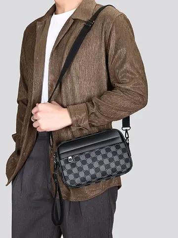 Top-quality PU Leather Men Waist Packs Business Crossbody Bags for Male Fashion Travel Storage Phone Shoulder Bags Clutch Bag