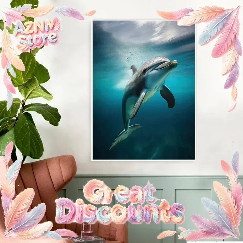 Leaping Dolphins Wall Pictures Canvas Painting Wall Art Natural Sea Life Posters and Prints for Living Room Home Decor Mural