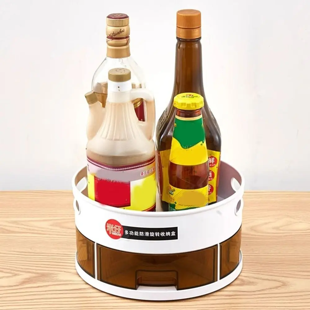 

Multi-Cell Double Spice Tray Round Non-Slip 360° Rotating Storage Tray Space Saving Plastic Spice Storage Rack Countertop