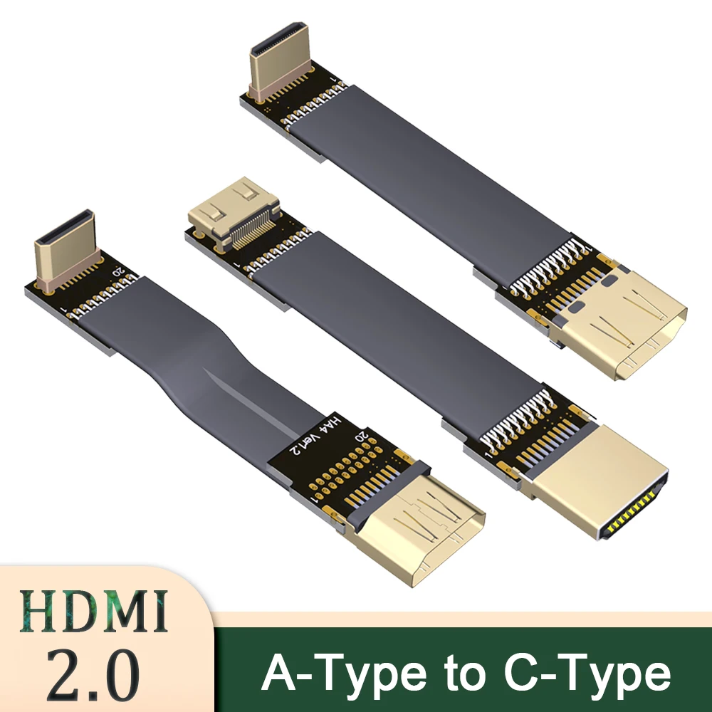 ADT mini HDMI adapter męski na HDMI dla kobiety 4K fpv antena cienki płaski przedłużacz o dużej prędkości wygięty o 90 stopni w prawo w lewo