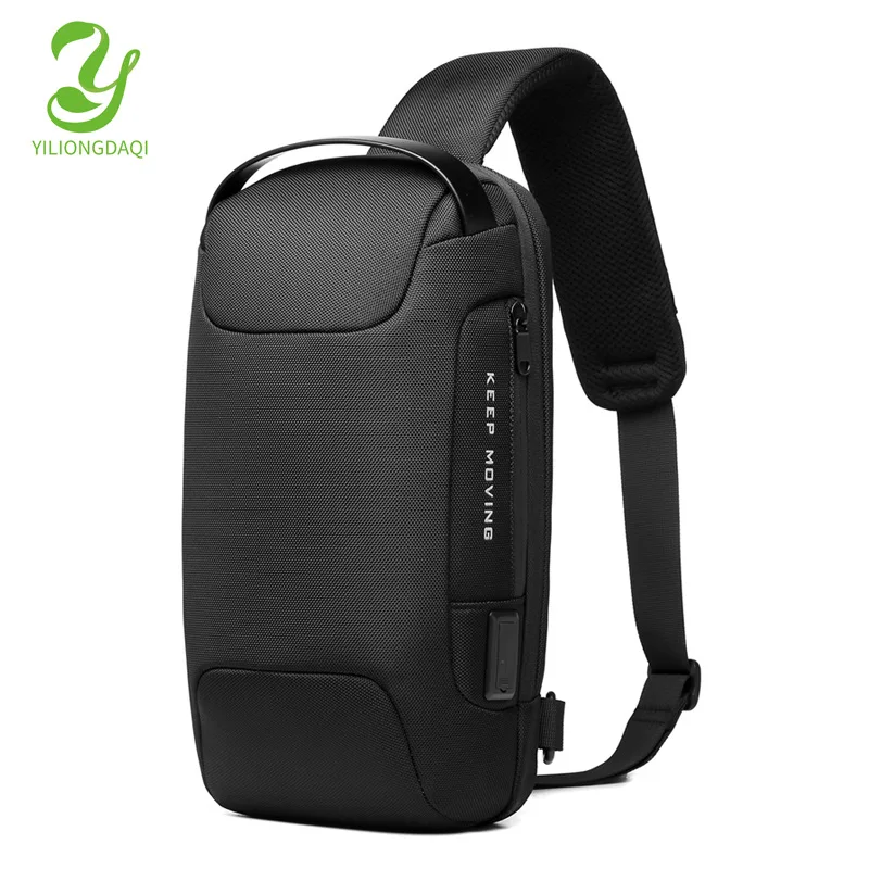 Anti-Diefstal Schouder Sling Tas Heren Waterdichte Usb Oxford Crossbody Tas Multifunctionele Korte Reis Messenger Borst Pakket