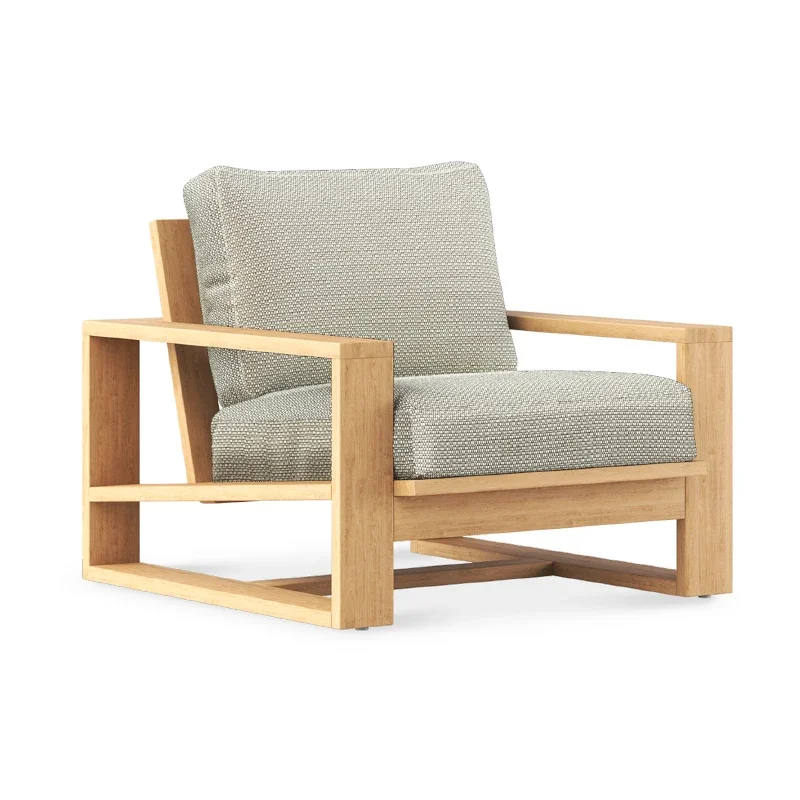 

Outdoor Teak Sofa Set Modern Simple Weatherproof Fabric Waterproof Open Air Villa Patio Garden Furniture