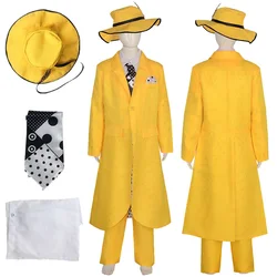 Jim Carrey Kids Cosplay Costume Movie The Mask Roleplay Outfits Children Hat Neck Tie Set Clothing Child Halloween Party Suits