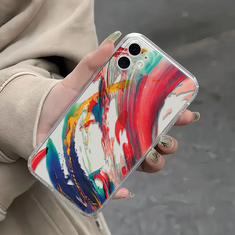 New  Watercolor splashed ink For iPhone1514131211Pro lax XR XS Max78 Plus 12Mini13MiniY2K  creativity  Anti fall Soft Phone Case