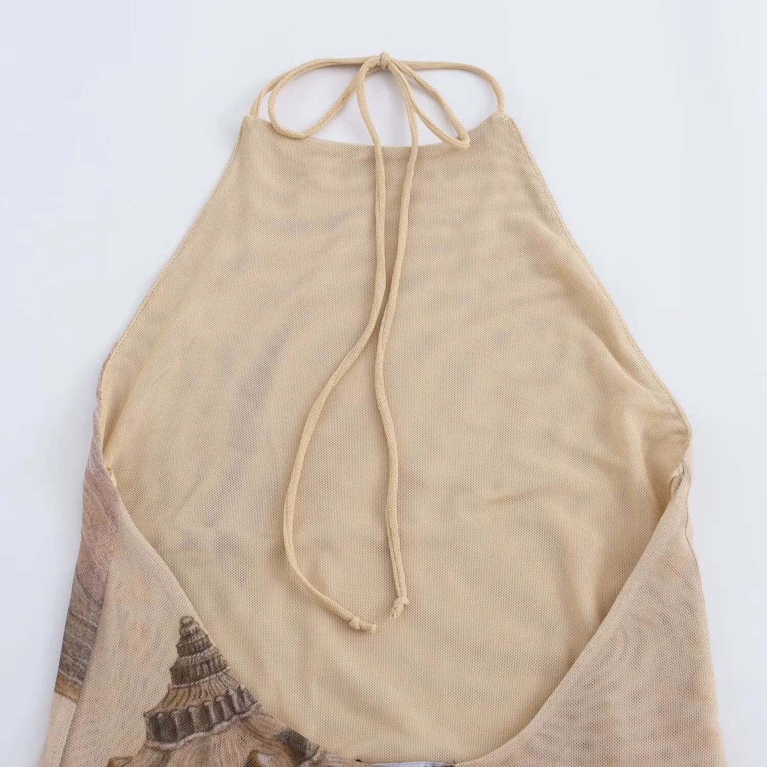 2024 Autumn New Temperament Women\'s European and American Style Fashion Slim Shell Print Silk Mesh Dress Street Style Slim Skirt