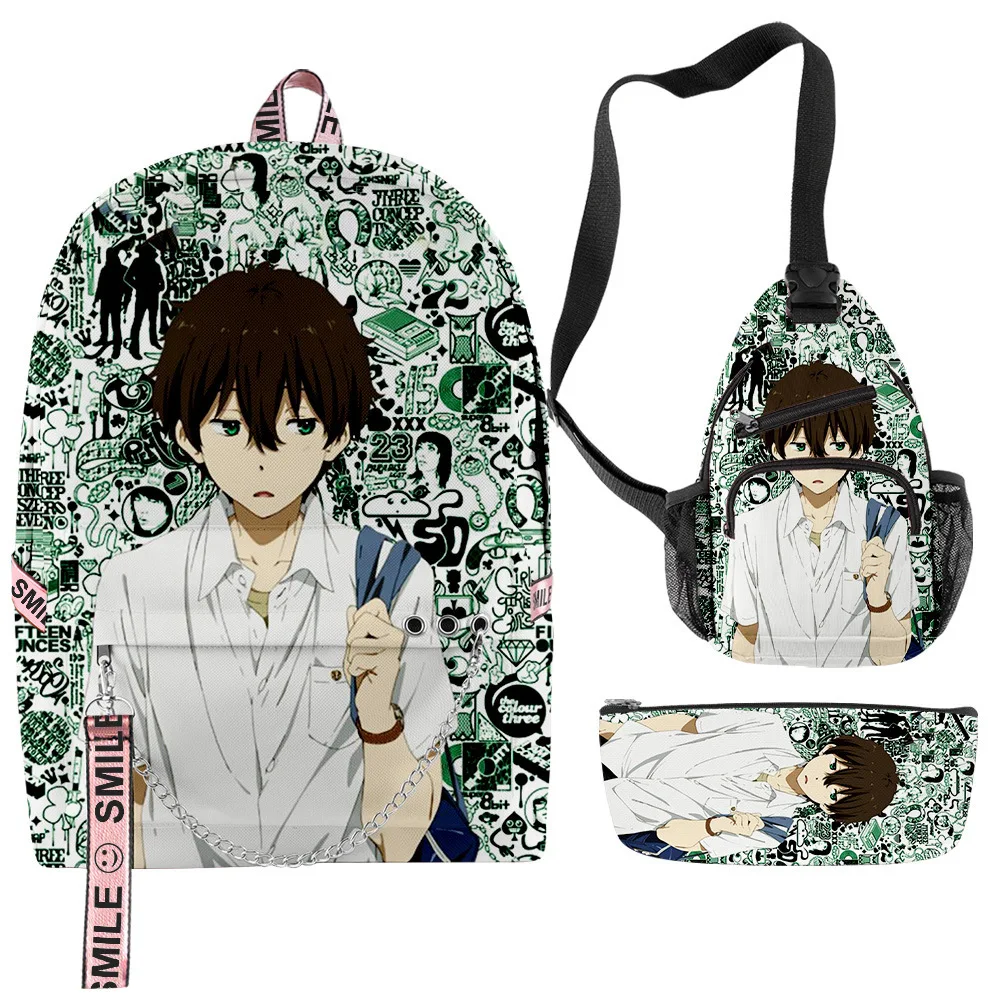

Роскошная новинка, креативный необычный крутой Hyouka с 3D принтом, 3 шт./компл., школьные сумки, многофункциональный дорожный рюкзак, нагрудная сумка, пенал