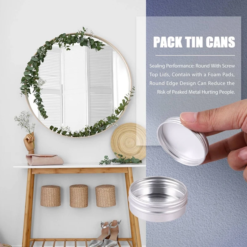 30 Pack Screw Top Round Metal Lip Balm Tins Containers Lids (1Oz)