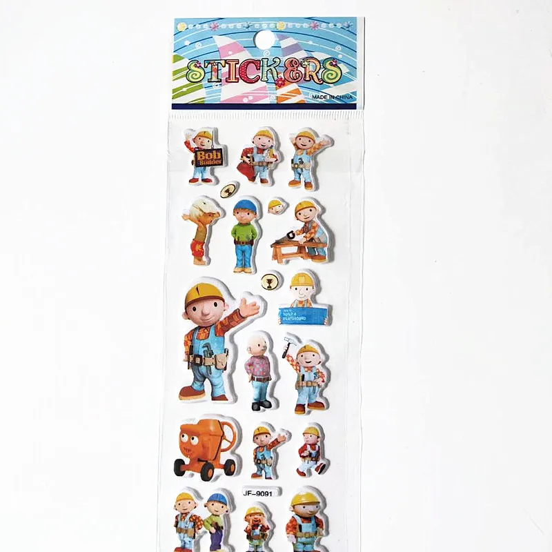 6 Sheets Cartoon Fireman Bob The Builder stickers for kids on laptop fire guard firefighter Jupiter  bubble sami sticker doodle