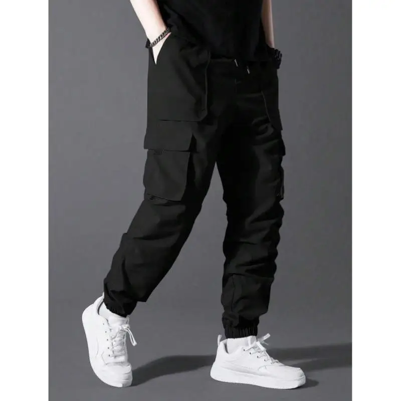 Pantalones cargo de cintura con cordón de color para hombre, pantalones casuales de otoño con kets, corte cómodo, ciwalk retro