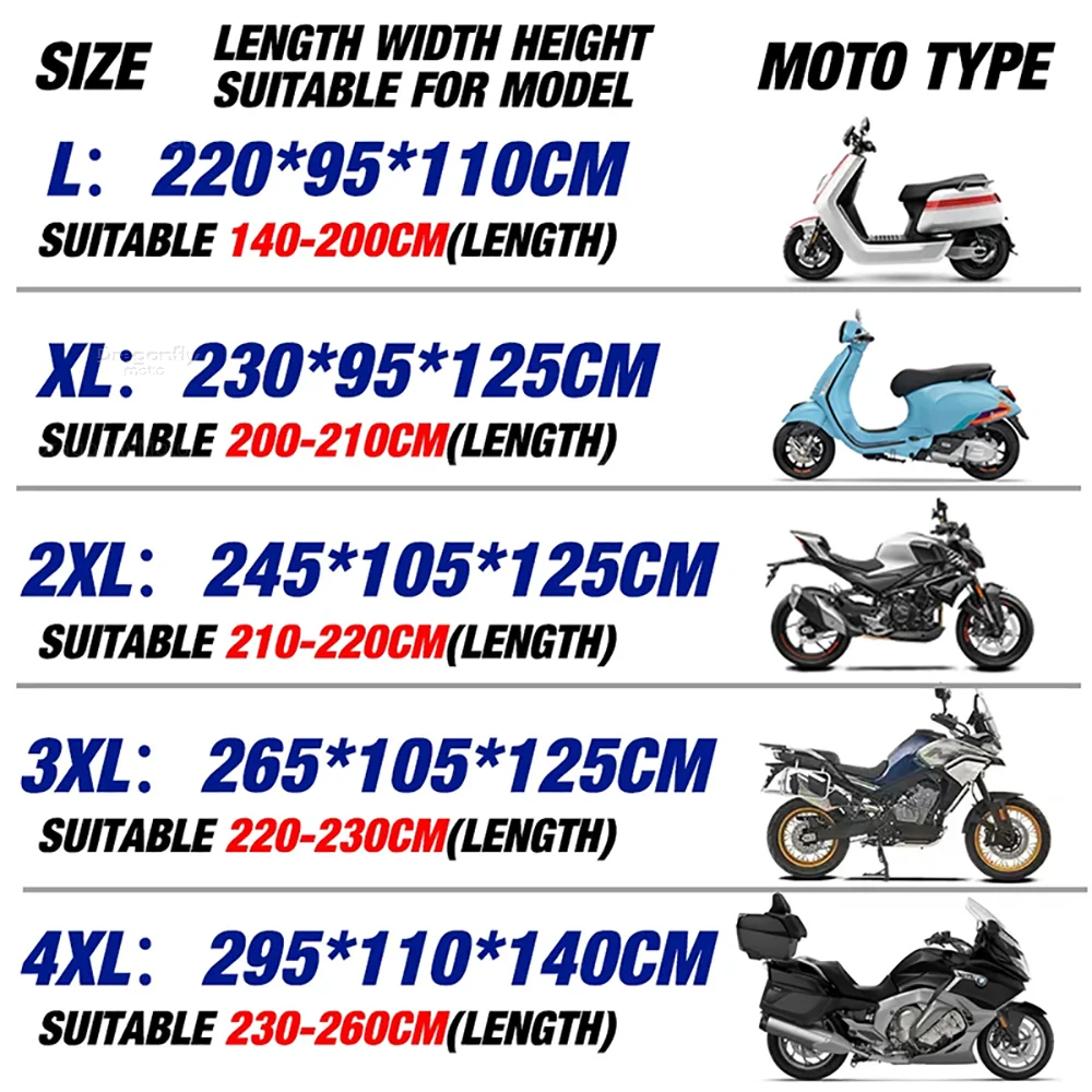 For Yamaha R1 R3 R25 Mt-09 Mt07 Fazer Fz6 Xj6 R15 Rxv YBR125 Motorcycle Cover Thick 210D Waterproof Outdoor Uv Protective Dust