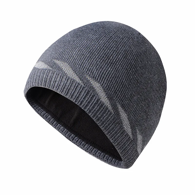 Reflective Knit Hat Safety Beanies Men Women High Visibility Beanie Neon Winter Caps Striped Fleece Lined Warm