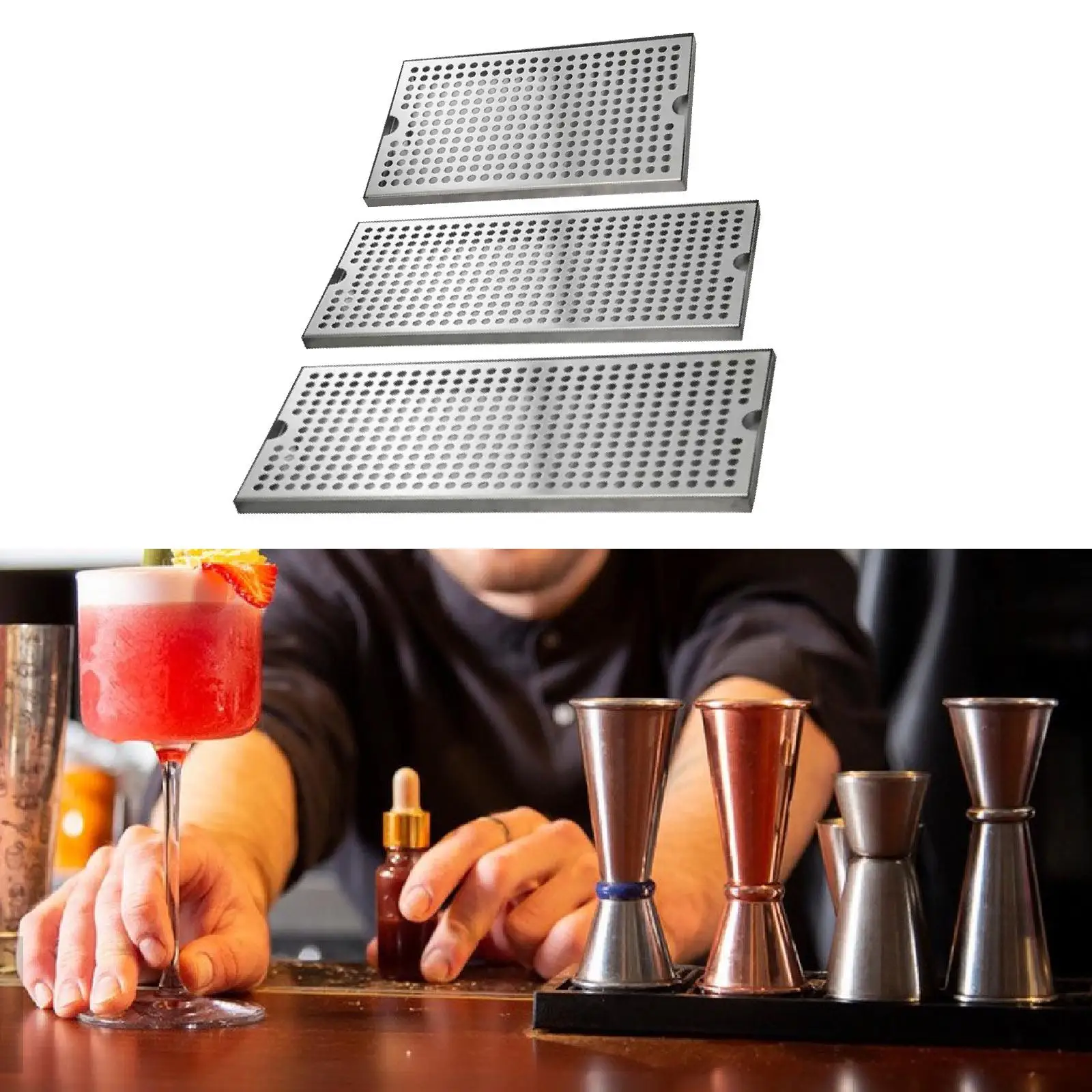 Beer Drip Tray Kungfu Tea Tray Kegerator Drip Pan with Water Storage Drainage Serving Tray Stainless Steel Removable Cleaning