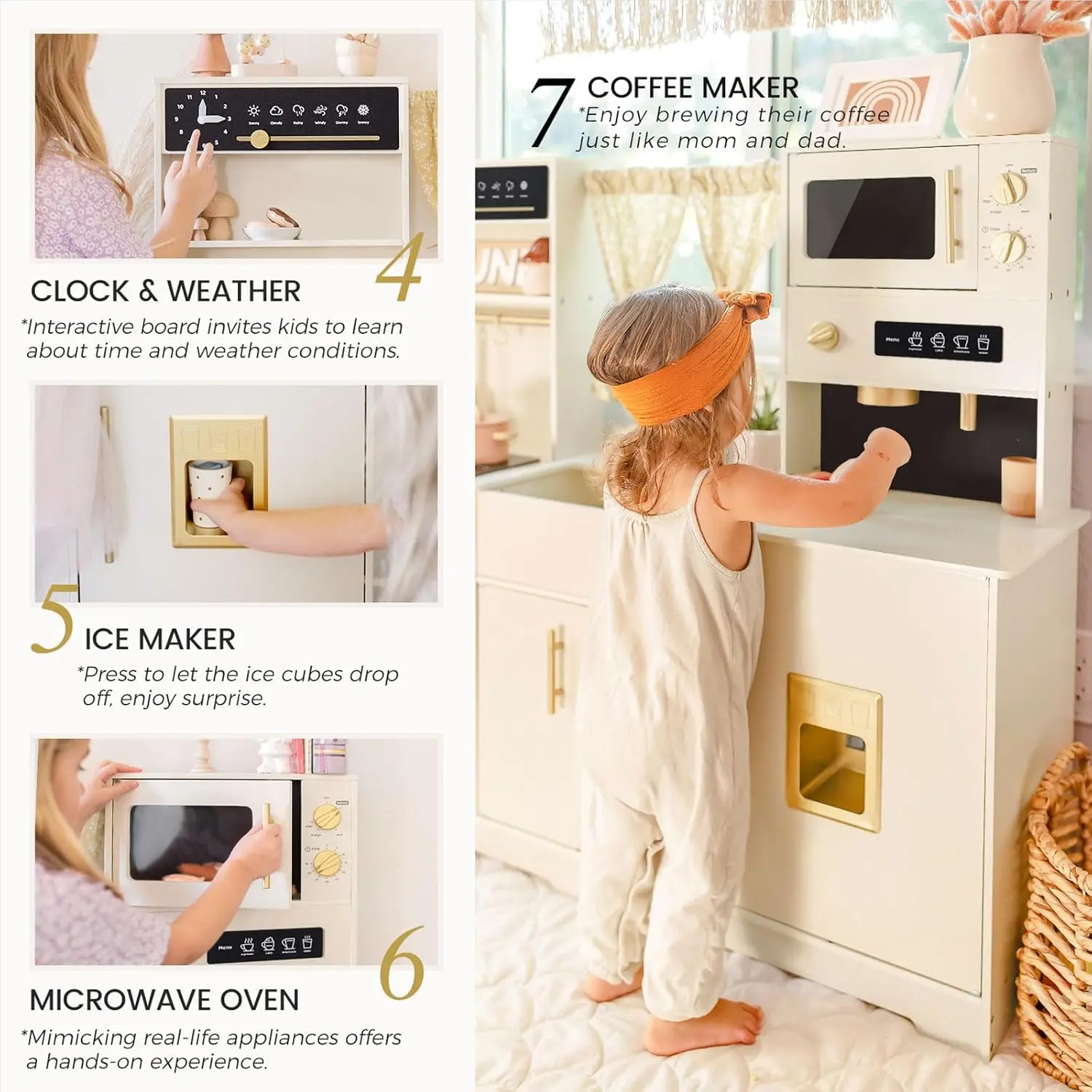 مجموعة ألعاب المطبخ للأطفال ، مجموعة المطبخ للعب ، الكثير من ميزات اللعب ، مطبخ اللعب الخشبي الجديد ، المصمم في المنزل العصري