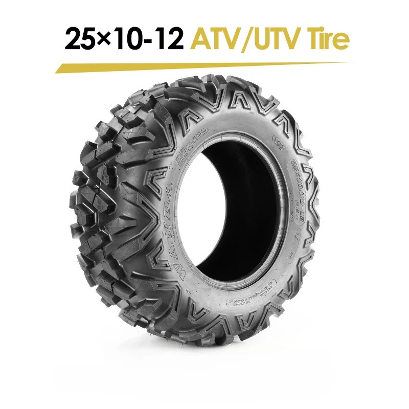 25x10-12 Outer Tire Off-Road Tubeless Tires 12 Inch Vacuum Tyres for ATV Dune Buggy UTV Four-Wheeler Beach Bike Accessories