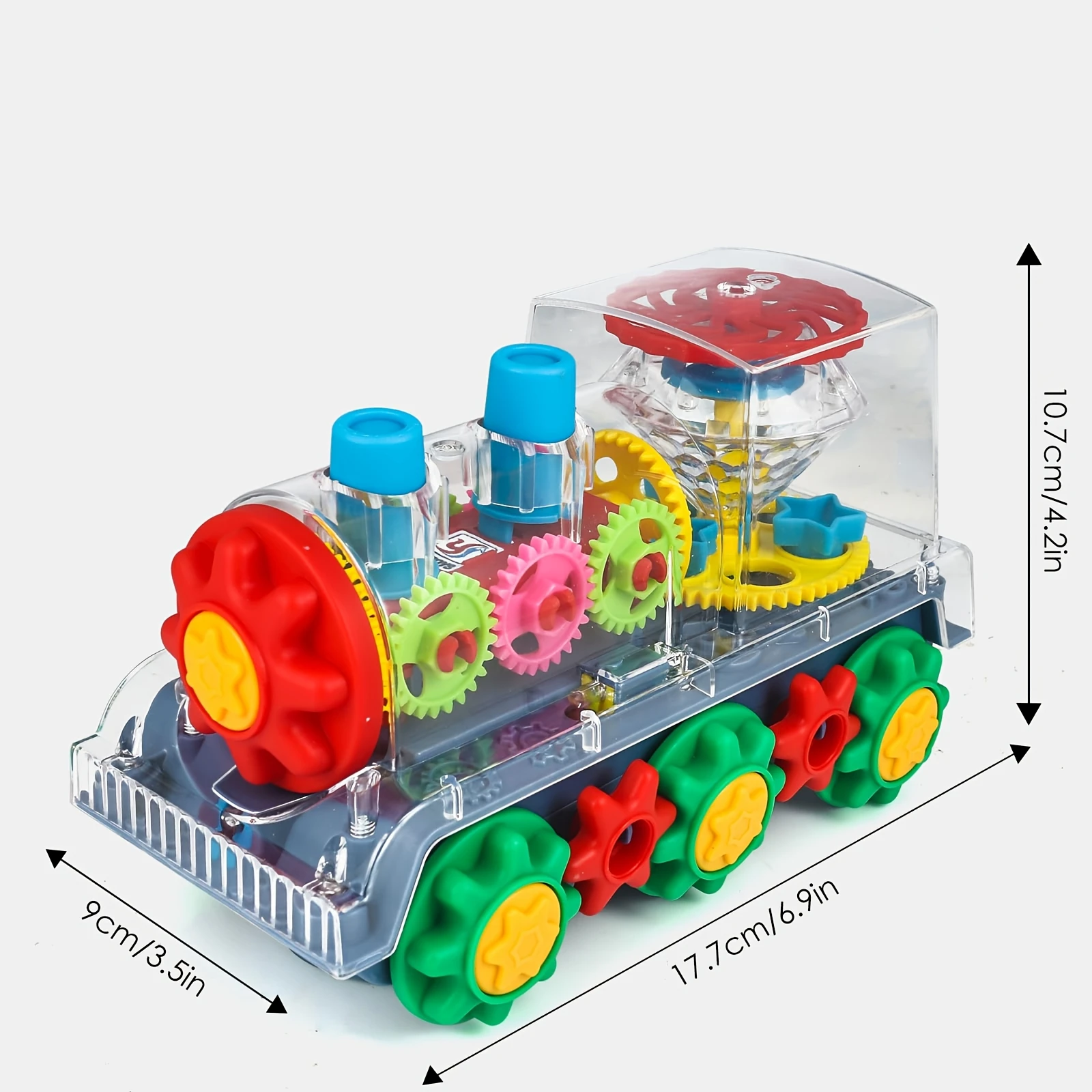 لعبة قطار تروس كهربائية شفافة للأطفال - أضواء وامضة، موسيقى، لعبة تعليمية للأطفال الصغار للأولاد والبنات، هدايا عيد الميلاد الرائعة #2