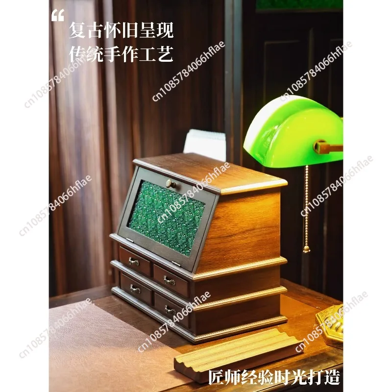 European walnut multi-layer large-capacity jewelry box dust-proof  cabinet jewelry box retro jewelry storage