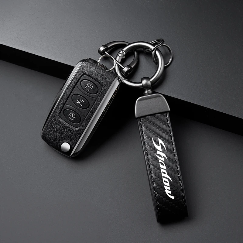 For Honda Shadow VT 400 600 750 1100 Accessories High-Grade Carbon Fiber Motorcycle Keychain Holder Keyring