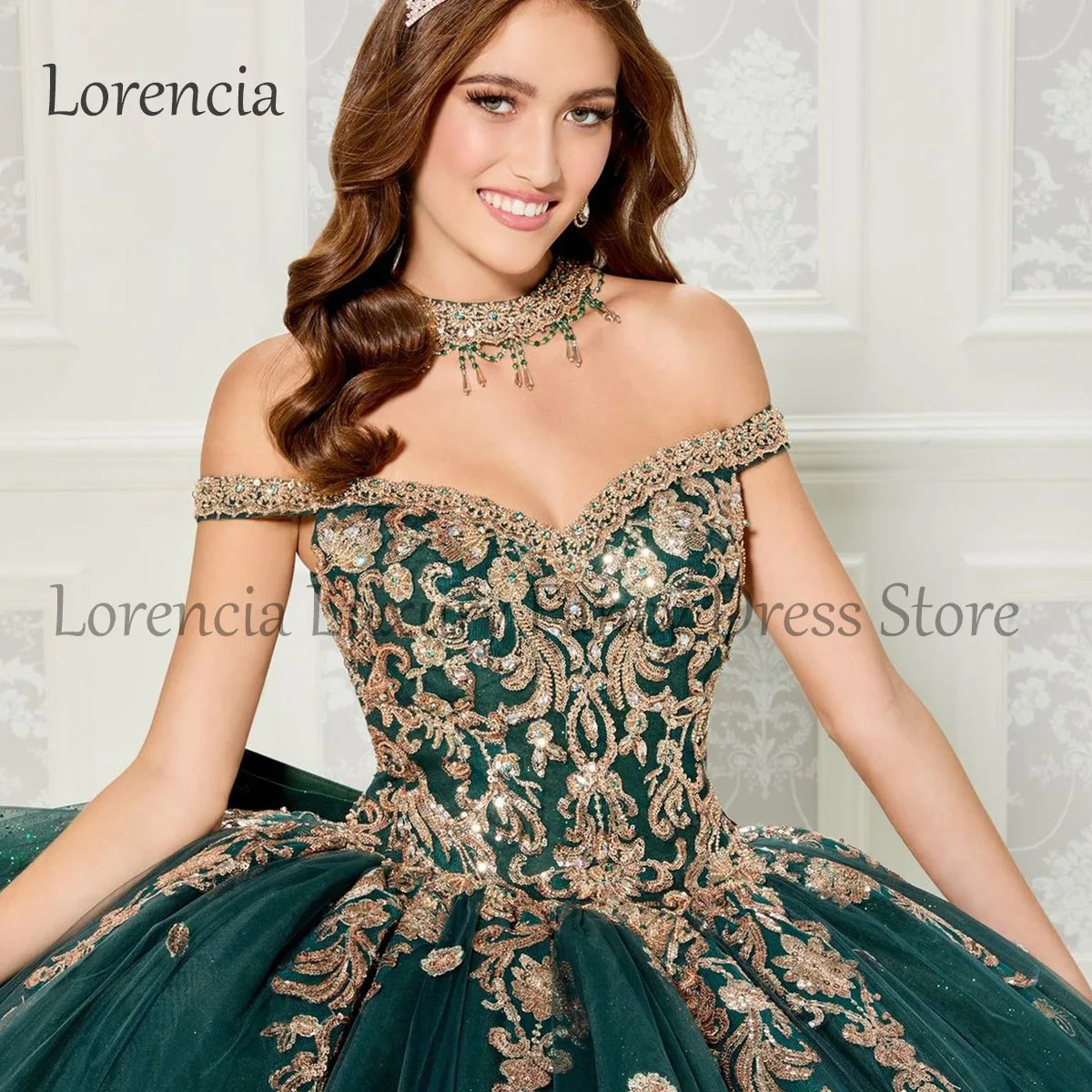 Vestido Princesa Quinceanera com Apliques, Vestidos de Baile Verdes, Sem mangas, Flores 3D, Sweet 16, 15, Formal, Mexicana, 2024