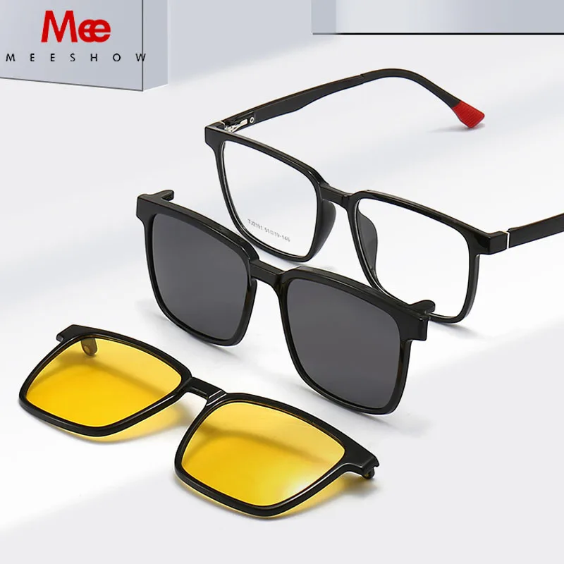 Flip-up Magnetic Clip-on Prescription Glasses Men Women TR90 Polarised Myopia Sunglasses Night Vision Reading Glasses Eyeglasses