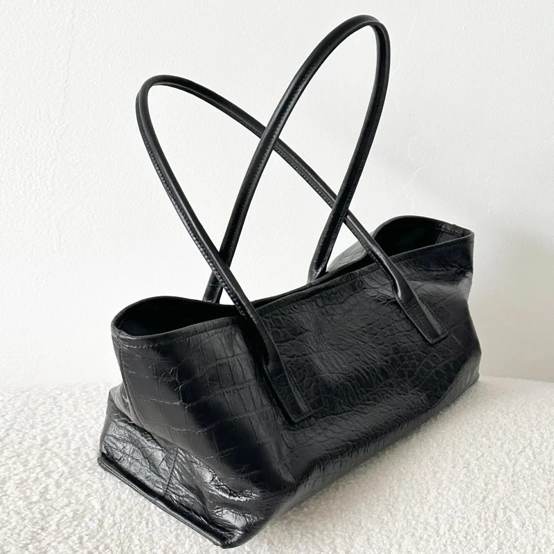 Vintage Tote Bags For Women Luxury Designer Handbags Purses 2026 New In PU Crocodile Pattern With Inner Pocket Underarm Shoulder