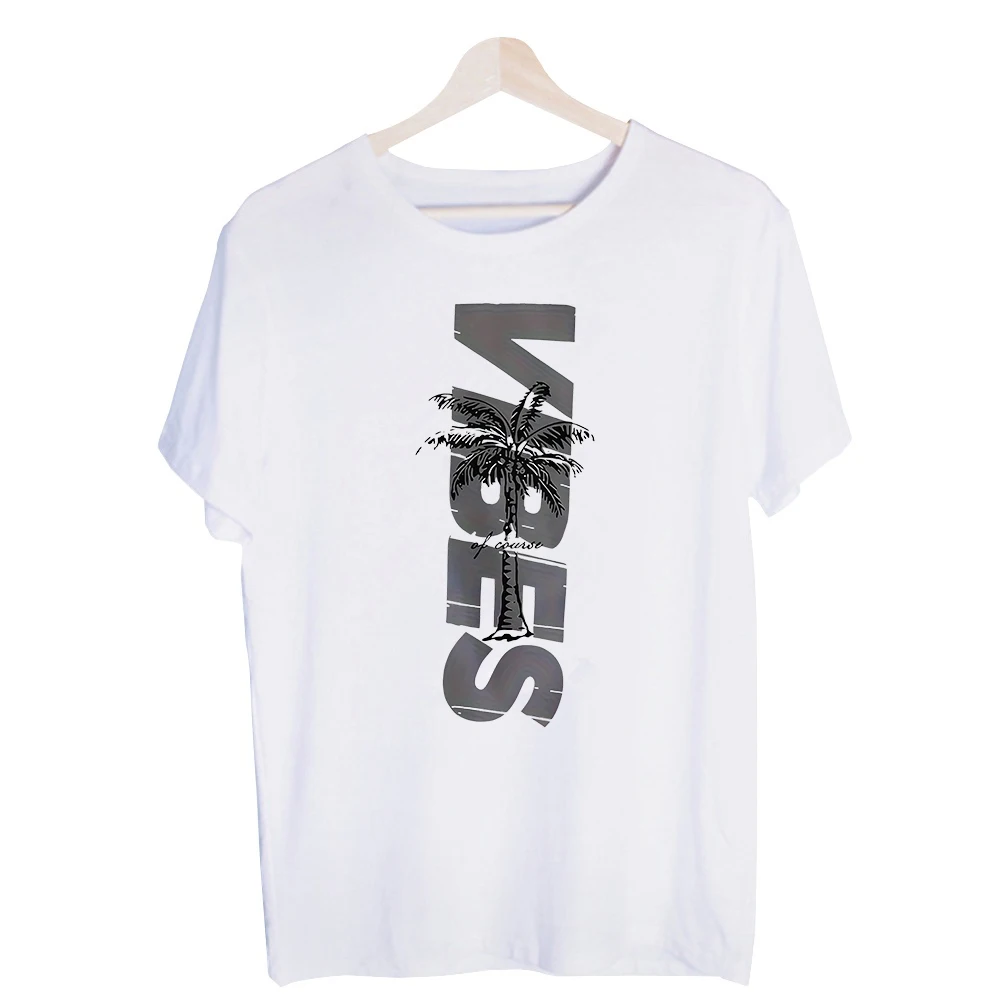 Men's Palm Tree and Typography Print Graphic Tee, Casual Crew Neck T-Shirt for Summer and Vacation Outfits