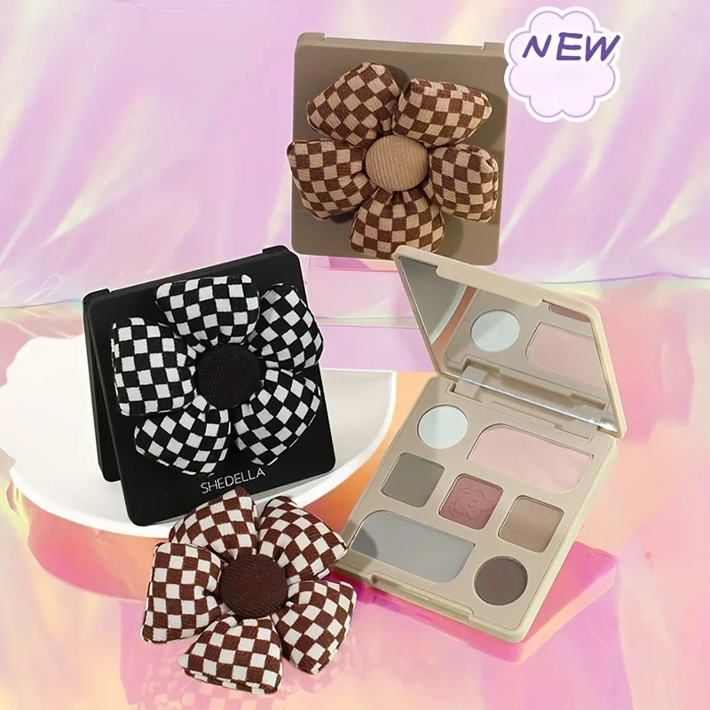 マット、パール、シマー、グリッター仕上げ、ニュートラルなアーストーンを備えた7色のフラワーアイシャドウパレット1箱。