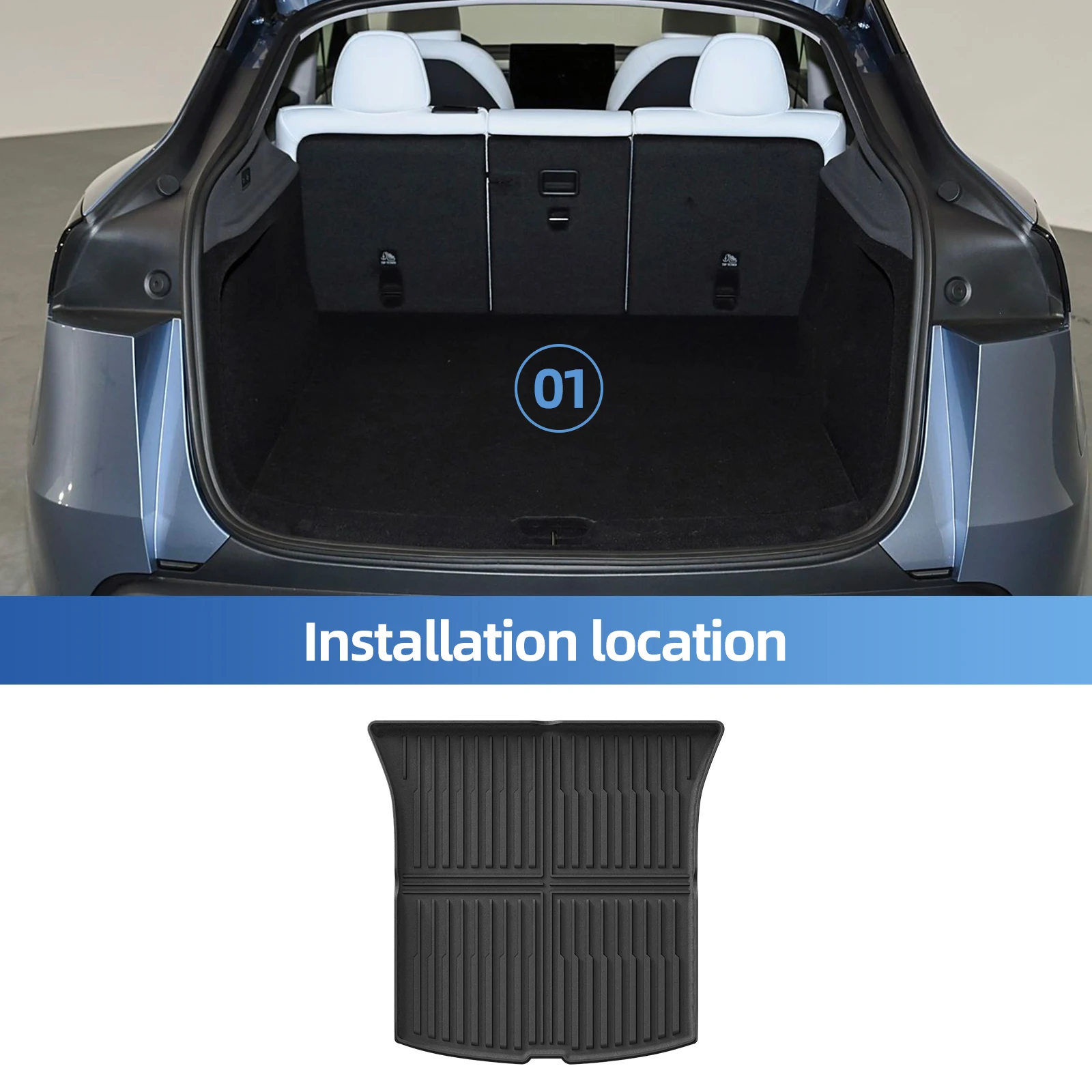 ZUNDUO for Tesla Model Y Standard RWD 2025 2026 TPE 3D Car Floor Mats Cargo Liner Trunk Mats Backrest Pad Protection All Weather