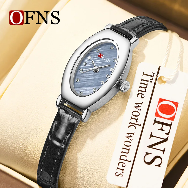 OFNS1508 2025 New Fashion Women's Watch Beimu Dial Retro Women's Quartz Watch Thin Oval Case 3ATM Waterproof Small Green Watch