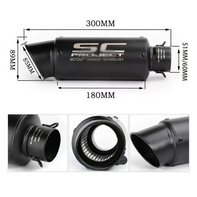 لكاواساكي Z900 Z800 Er6n Sv650 R1 R3 MT03 دراجة نارية العالمي العادم الأنابيب مع Db القاتل 51 مللي متر/60 مللي متر GP مشروع العادم الأنابيب #3