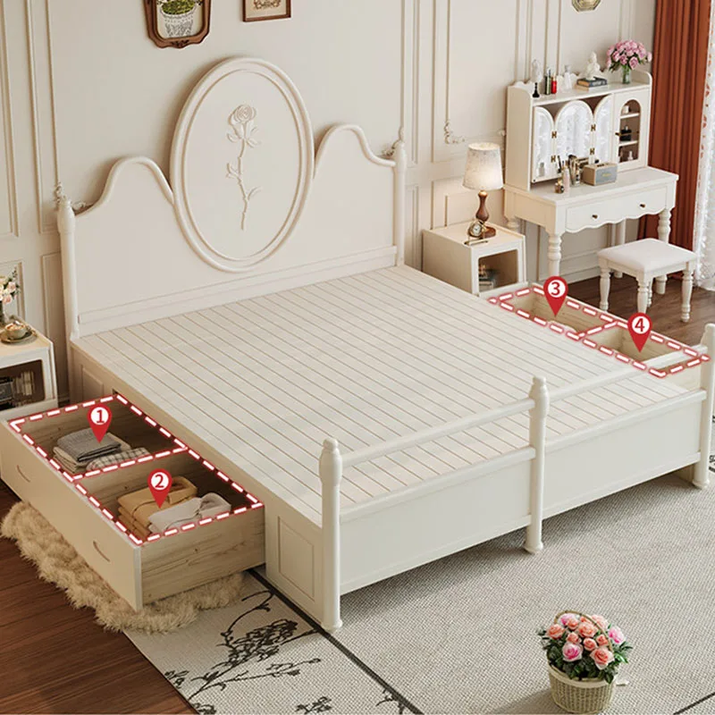 

Simple European Massage Bed Princess Sleeping Safe Bedroom Frame Full Luxury Double Bed Storage Woode Muebles Trendy Furniture
