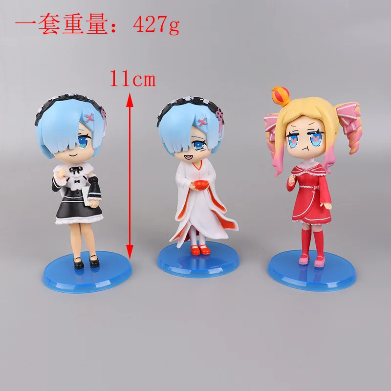 1Set/6pcs Anime Re:Life in a Different World From Zero Rem Ram Figure PVC Furry Hoodie Toy Gift Collection Action Figures 11cm