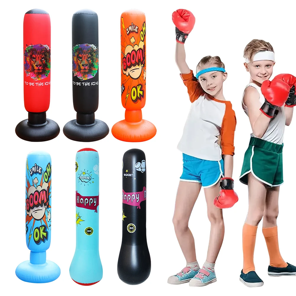 Kids Inflatable Punching Bag Bounce-Back Punch Bag Thickened Inflation Punching Column PVC Tumbler Sandbag for Boxing Training