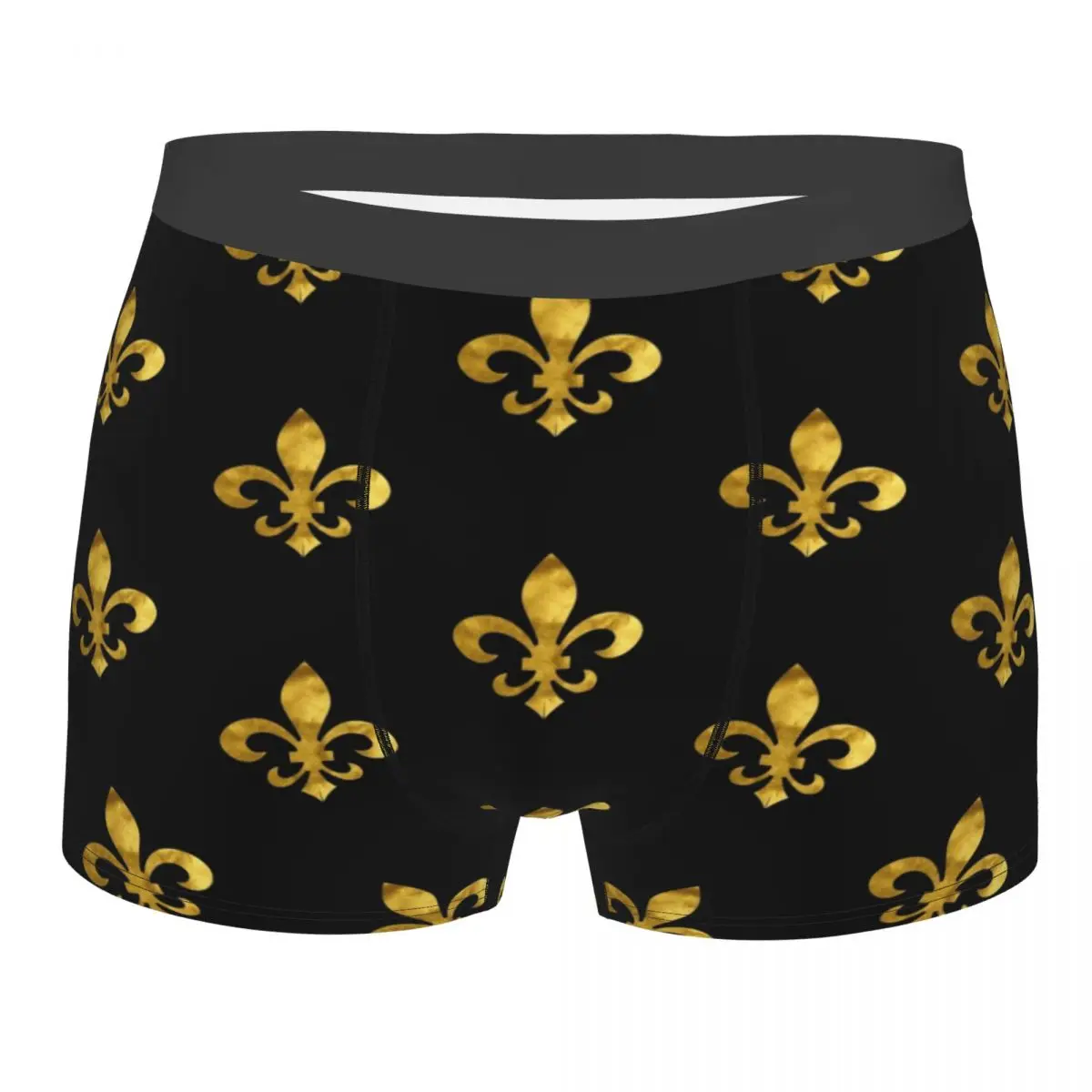 Custom Luxury Royal Golden Fleur De Lis Lily Flower Boxers Shorts Men Ancient Symbol Briefs Underwear Cool Underpants