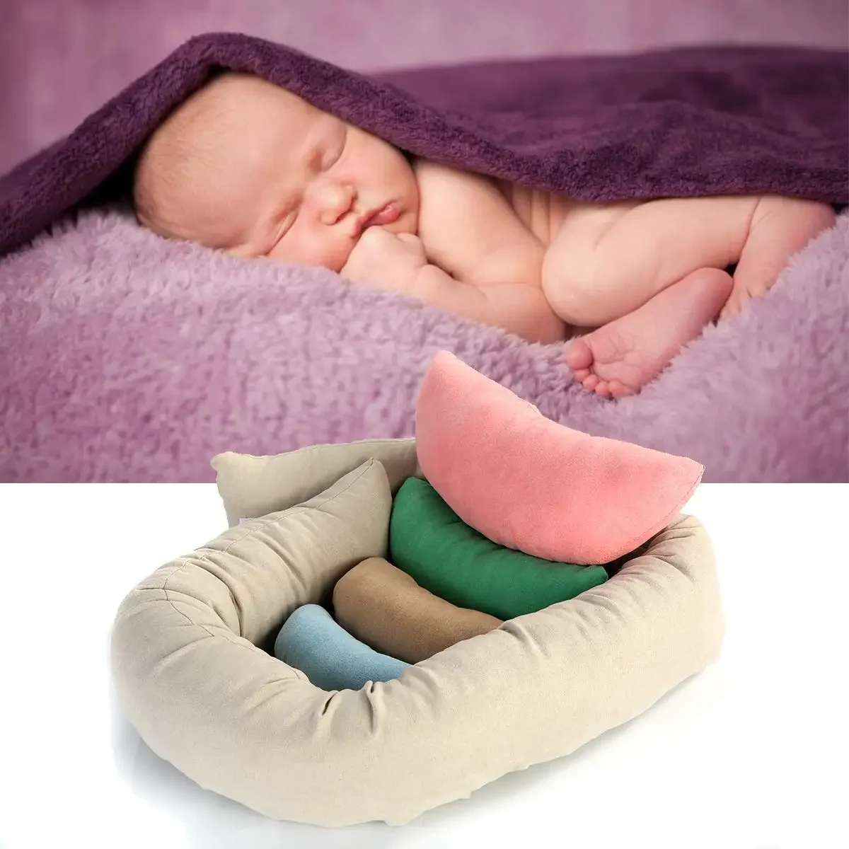 

6PCS Baby Photoshoot Props Mini Pillow Newborn Photography Props Baby Bedding Cushion Baby Posing Pillow Infant Mattress Props