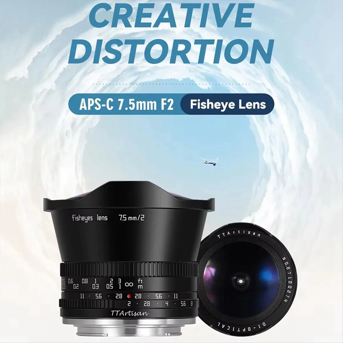 7.5mm F2 -C Large Aperture Fisheye Cameras Lens, Wide Aperture, Compact Design for E Mount Camera