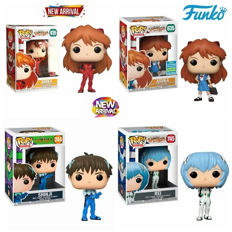 Novo Funko Pop JP Animetião Evangelion REI 745 #   SHINJI 744 #   ASUKA 635 #   Brinquedos exclusivos de bonecos modelo de figura de vinil de edição limitada