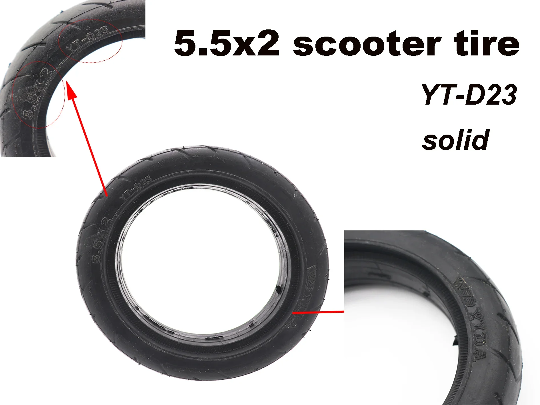 5.5 x 2 inch  wheel solid Scooter Tire for electric scooter no inflation  slip  wheels rubber