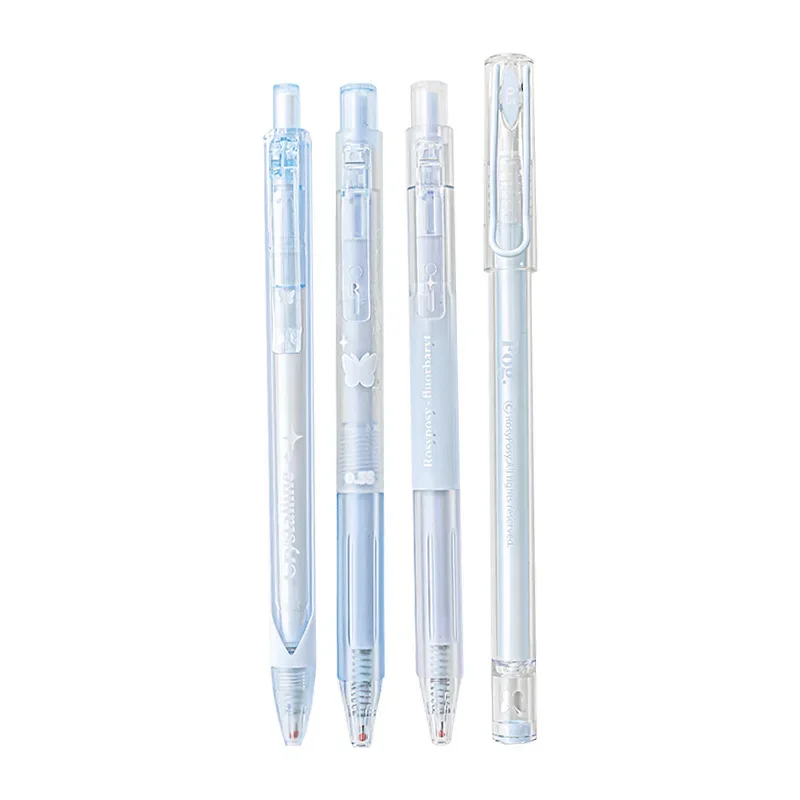 4 Pcs/set Simple Press Gel Pen 0.5mm/0.38mm Black Write Smoothly Quick Dry Creative Student Supplies Stationery
