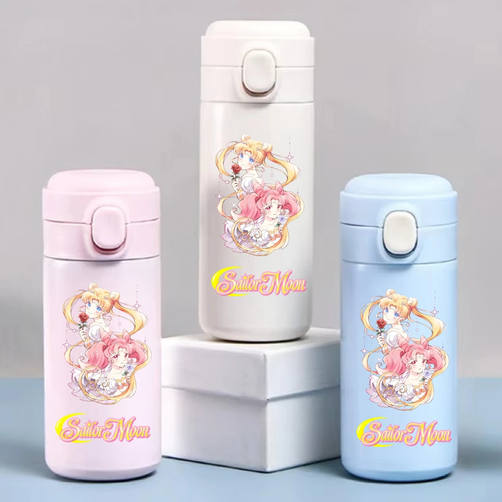 Sailor Moon Tsukino Usagi tazza d\'acqua in acciaio inossidabile a prova di perdite Thermos sottovuoto da viaggio portatile Cartoon bambini bere