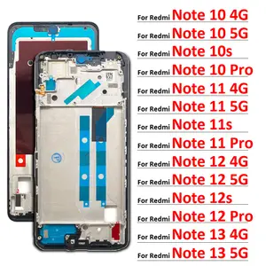 Bilashmart BackShell Front Housing LCD Frame Screen Bezel Holder Xiaomi Redmi Note 10 10s 11 11s 11E 12 12s 13 Pro Plus 4G 5G